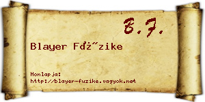 Blayer Füzike névjegykártya